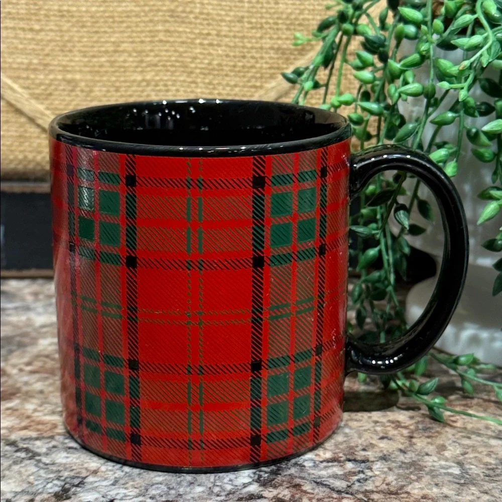 PIER 1 PLAID MUG